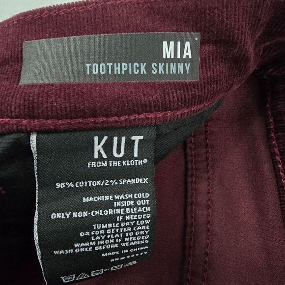 Kut from the kloth Mia toothpick skinny jeans pants corduroy red 6 womens 4677 - Picture 12 of 13
